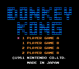Donkey Kong title screen for Famicom